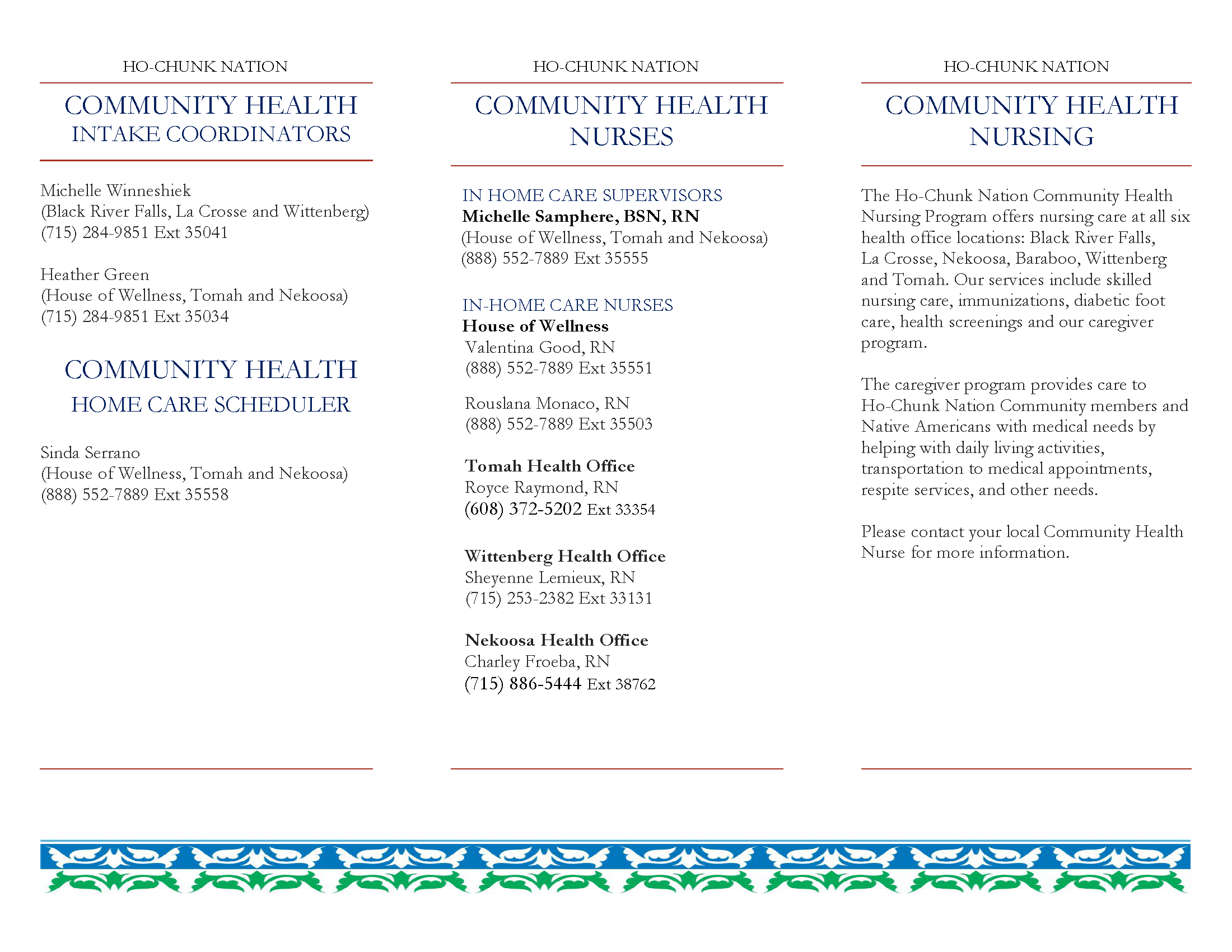 Community Health Brochure Information
